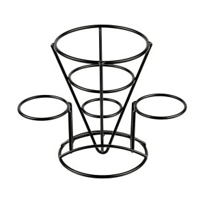 G.E.T. Enterprises – Soporte de metal negro para papas fritas con dos soportes para tazas de salsa, colección de utensilios especiales con G.E.T. Enterprises – Soporte de metal negro para papas fritas con dos soportes para tazas de salsa, colección de utensilios especiales con