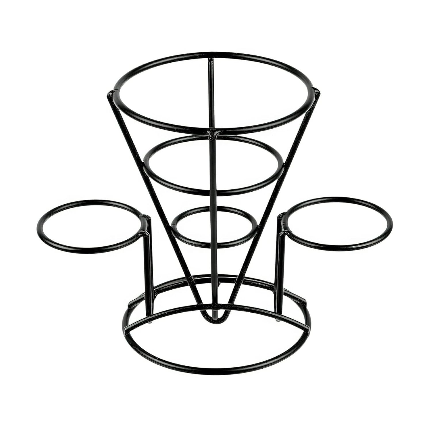 G.E.T. Enterprises – Soporte de metal negro para papas fritas con dos soportes para tazas de salsa, colección de utensilios especiales con