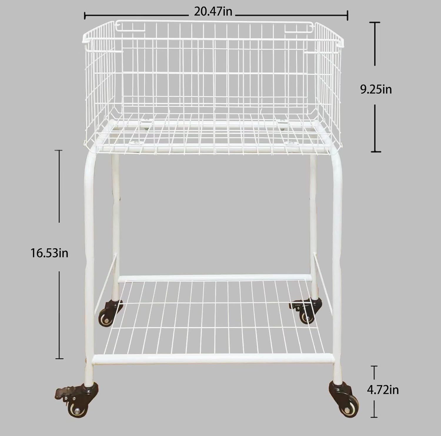 Cesta para almacenamiento de prendas, fácil de mover con ruedas tiene freno, cesta de lavandería, color blanco, cesta rodante