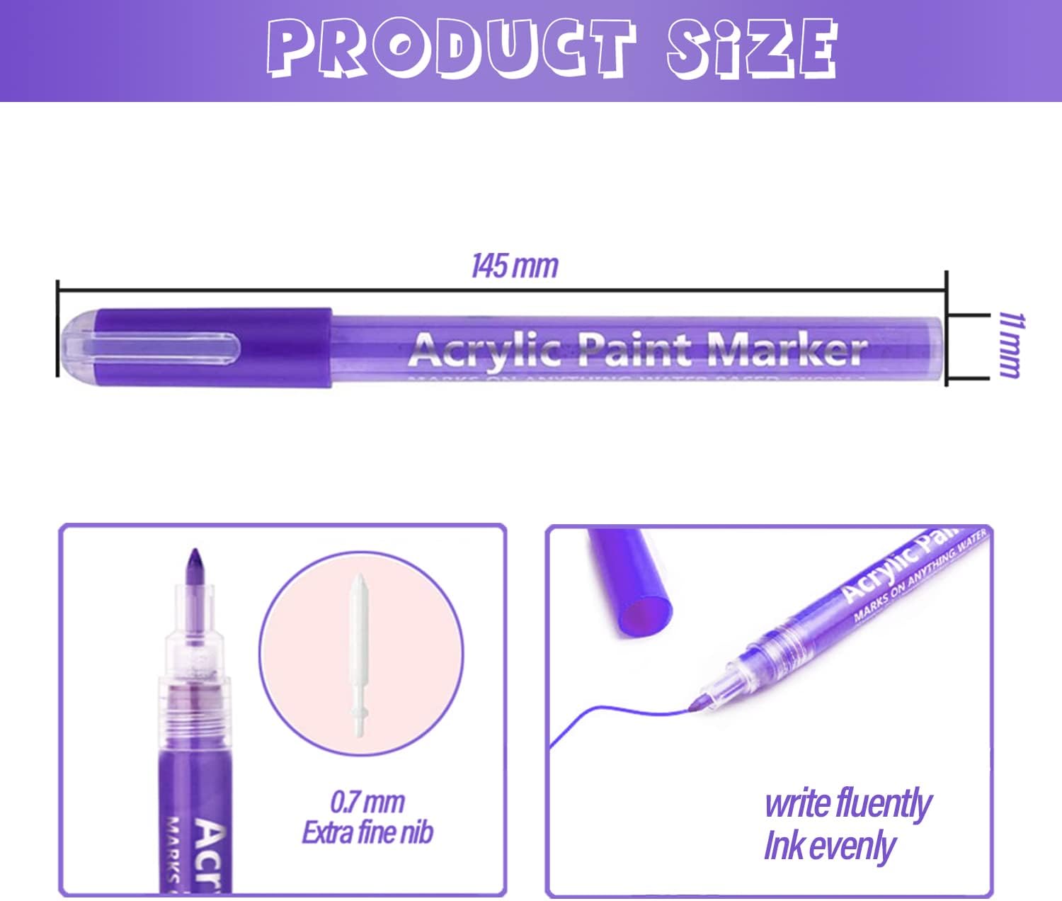 SMOOTHERPRO Marcadores de pintura acrílica, pintura de roca, 18 colores, bolígrafos a base de agua, punta extrafina de 0.028-0.118 in, para niños y