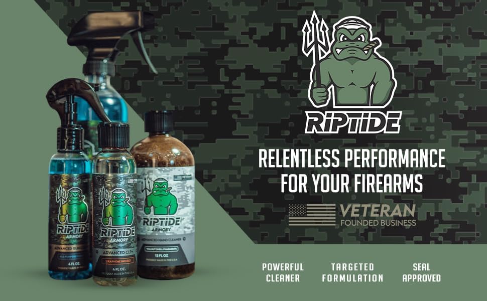 Riptide Armory Advanced – Limpiador de pistolas de 4 onzas, limpiador de armas multiusos, se dirige a depósitos de carbono, metales y residuos,