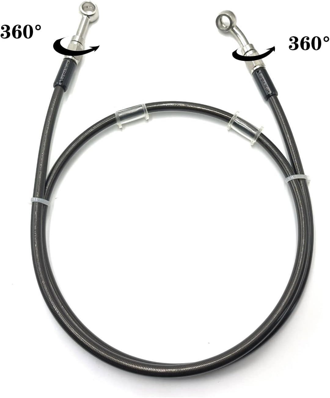 AN3 M10 – Tubo de manguera de aceite trenzado de acero inoxidable negro para motocicleta, tubo giratorio de 360 grados de acero inoxidable para