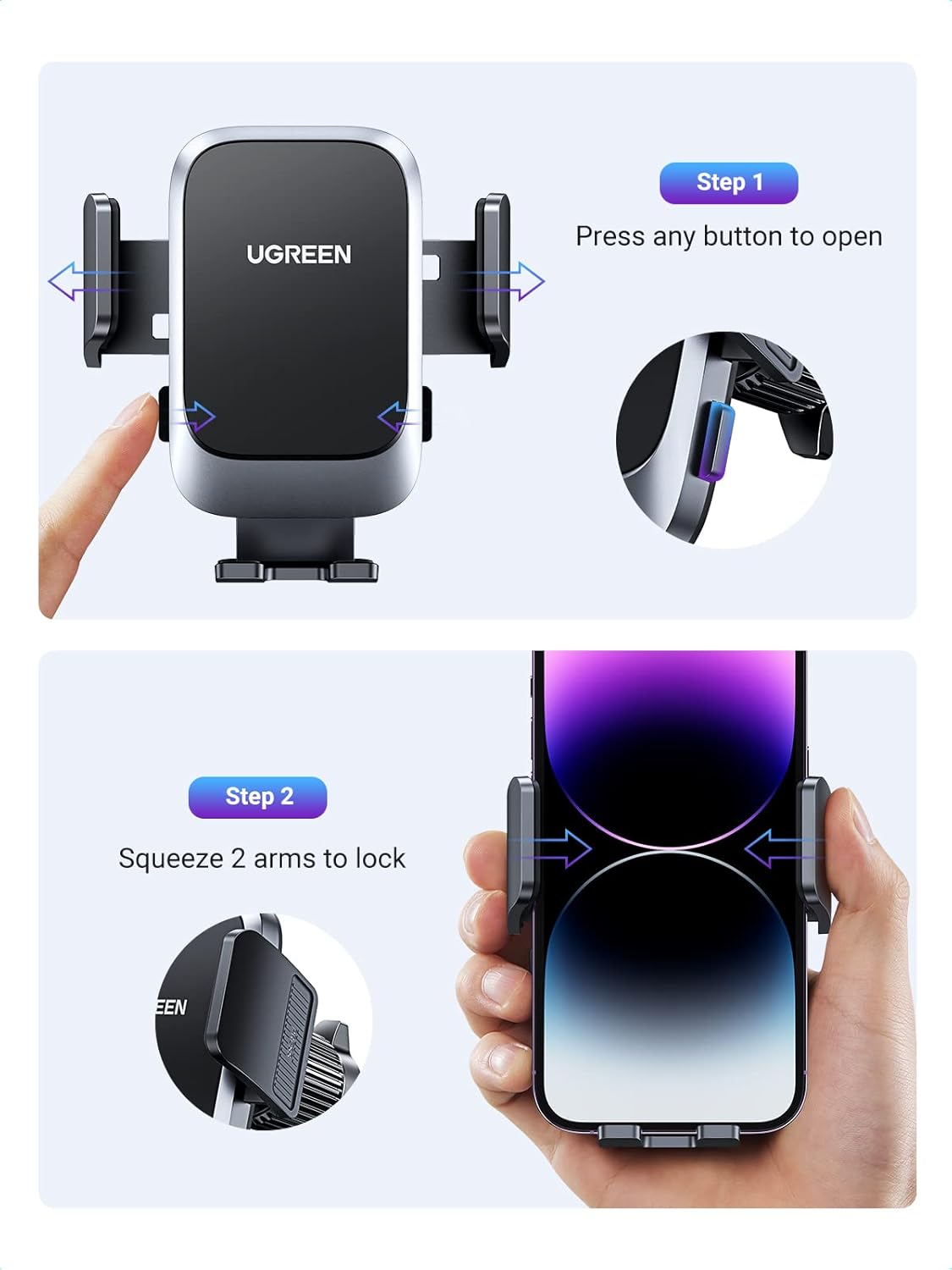 UGREEN Paquete de soporte magnético para teléfono y soporte de ventilación para automóvil