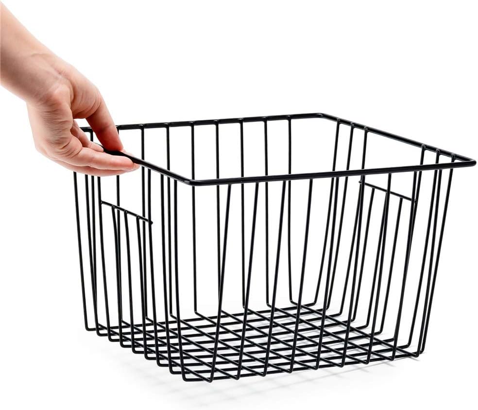 SANNO Cestas de almacenamiento de alambre para congelador, cestas de almacenamiento de metal para el hogar, cesta organizadora para despensa,