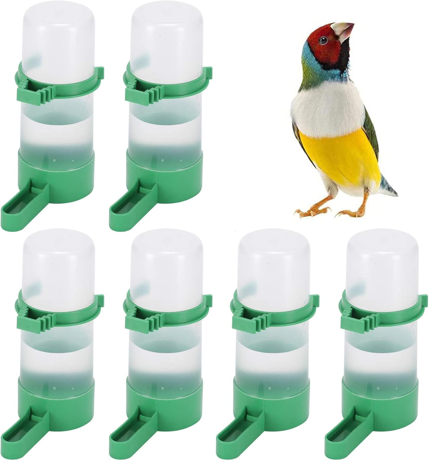 6 botellas automáticas de agua para pájaros, botella de agua para pájaros, dispensador de alimentos para colgar en jaula de pájaros para loros,