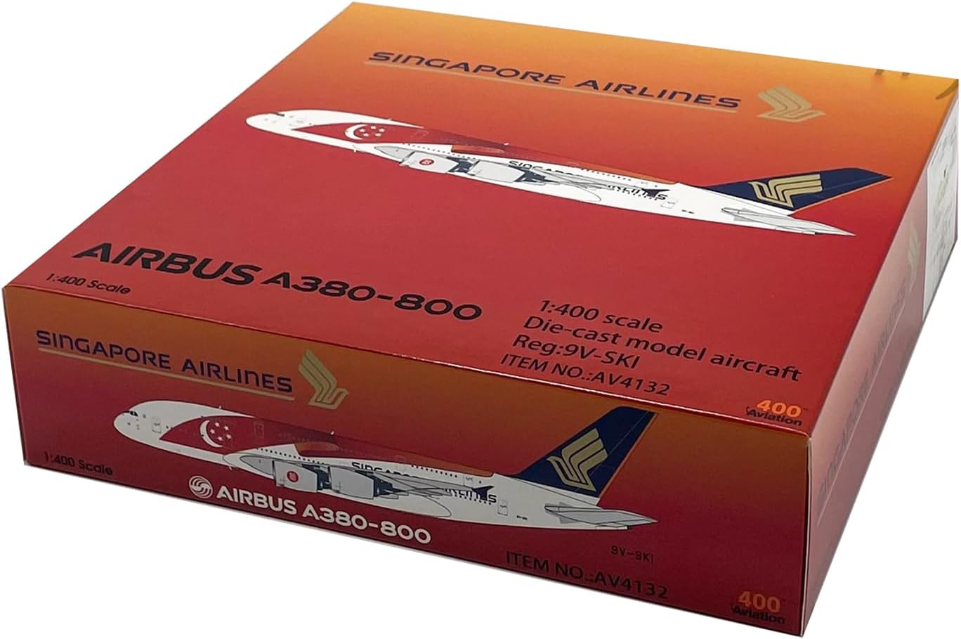 Modelo de aleación de avión fundido a presión, modelo de avión 1400 Singapore Airlines A380-800, juguetes y decoraciones para adultos, 7.9 x 4.6