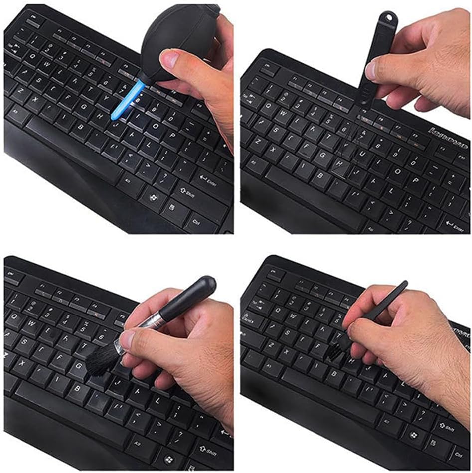 Keyboard Cleaning Kit -1 Mini Brush, 1 Cleaning Brush, 1 Keyboard Cap Remover, 1 Hair Dryer – Also Suitable for Laptops, Camera Lenses, Glasses –