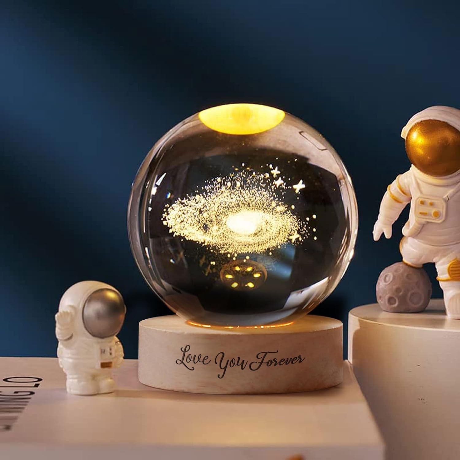 Regalos de cumpleaños para novia y novio, bola de galaxia 3D, bola de cristal eléctrica con lámpara de cristal, regalos de amor para esposa y