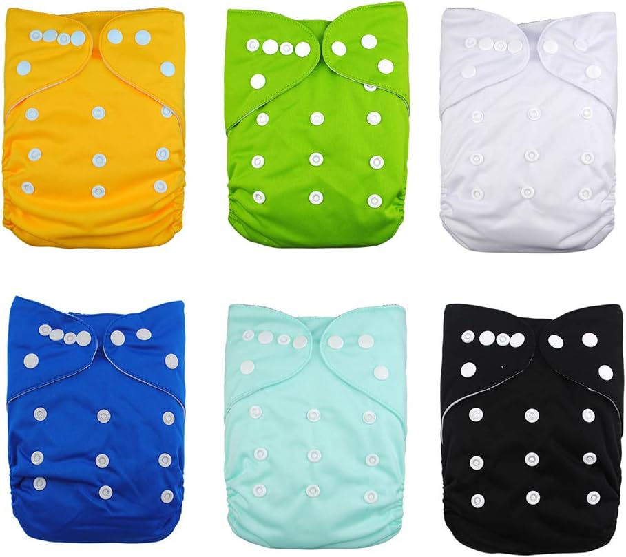 Pañales de tela para bebé, 6 unidades + 12 insertos, ajustables, lavables y reutilizables, para bebés y niñas (3 unidades)