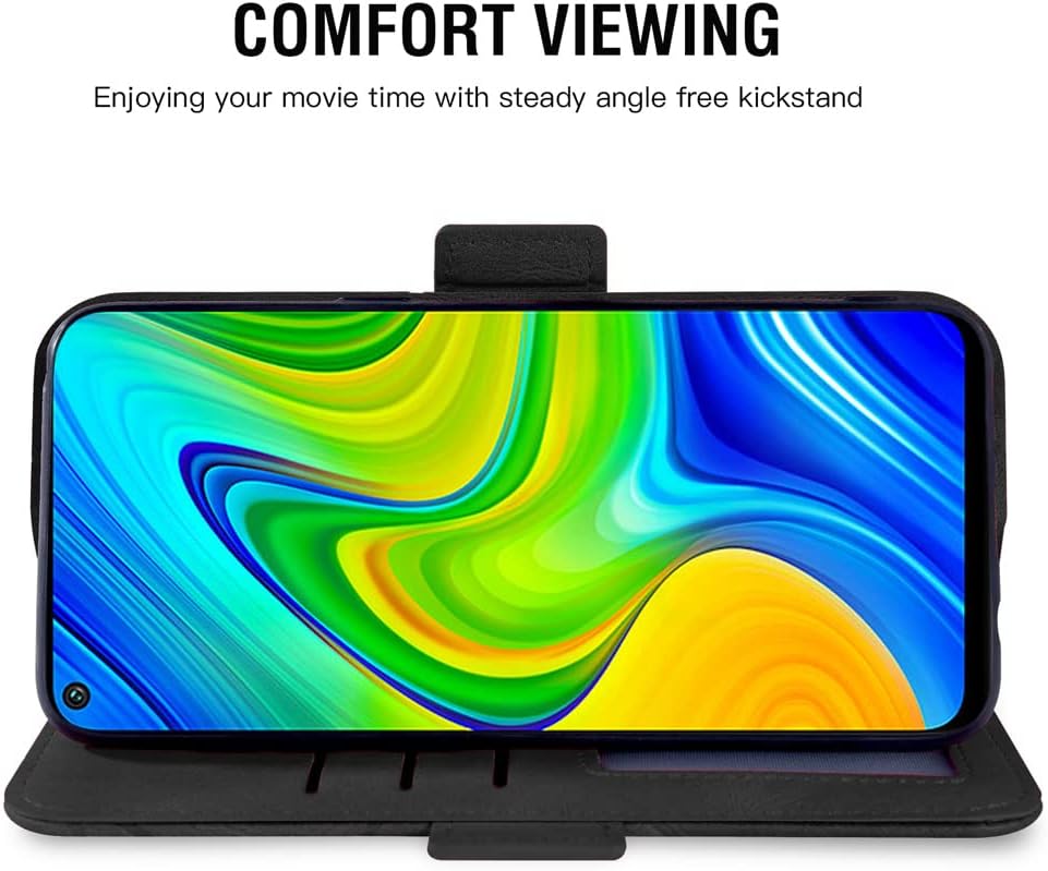 Asuwish Compatible con Xiaomi Redmi Note 9  Redmi 10X 4G Funda tipo cartera y protector de pantalla de vidrio templado Soporte de cuero Flip Card