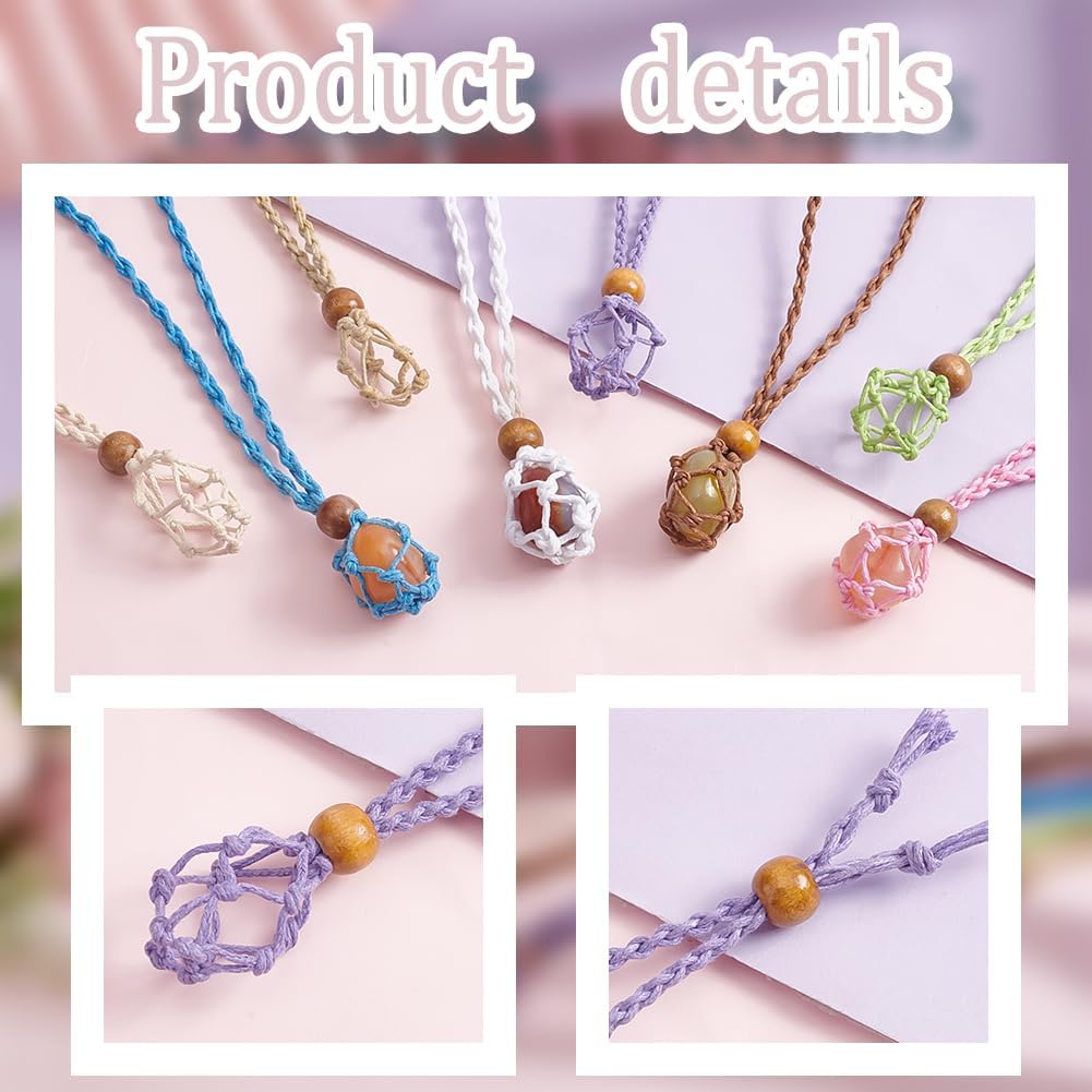 PH PandaHall 8 soportes para collares de cristal, jaula de piedra vacía de repuesto, collares trenzados ajustables, collar de piedra cruda, colgante
