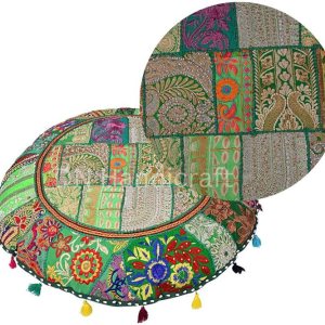 DN Handicradt – Funda para puf otomano bordado, color verde, funda de almohada decorativa étnica, funda de almohada redonda para taburete de pie, DN Handicradt – Funda para puf otomano bordado, color verde, funda de almohada decorativa étnica, funda de almohada redonda para taburete de pie,