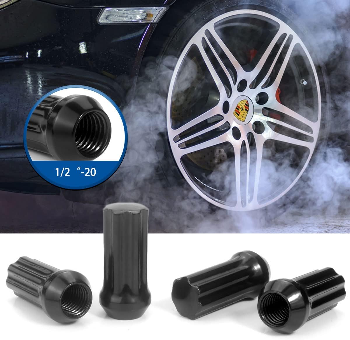 GAsupply 20 tuercas de 12-20 de 120 de extremo cerrado, juego de tuercas de espiga de bellota de 34 pulgadas hexagonal cónico asiento 60 grados con