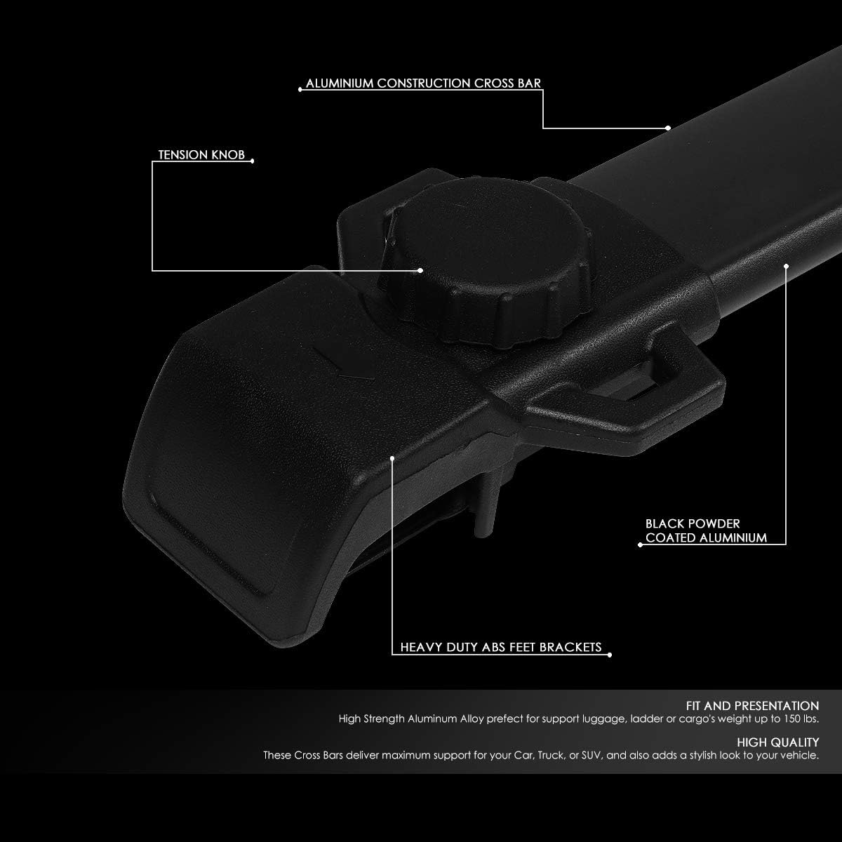 DNA MOTORING PT-ZTL-8082 – Par de barras transversales de aluminio para techo de automóvil, compatibles con Jeep Patriot 07-17, color negro