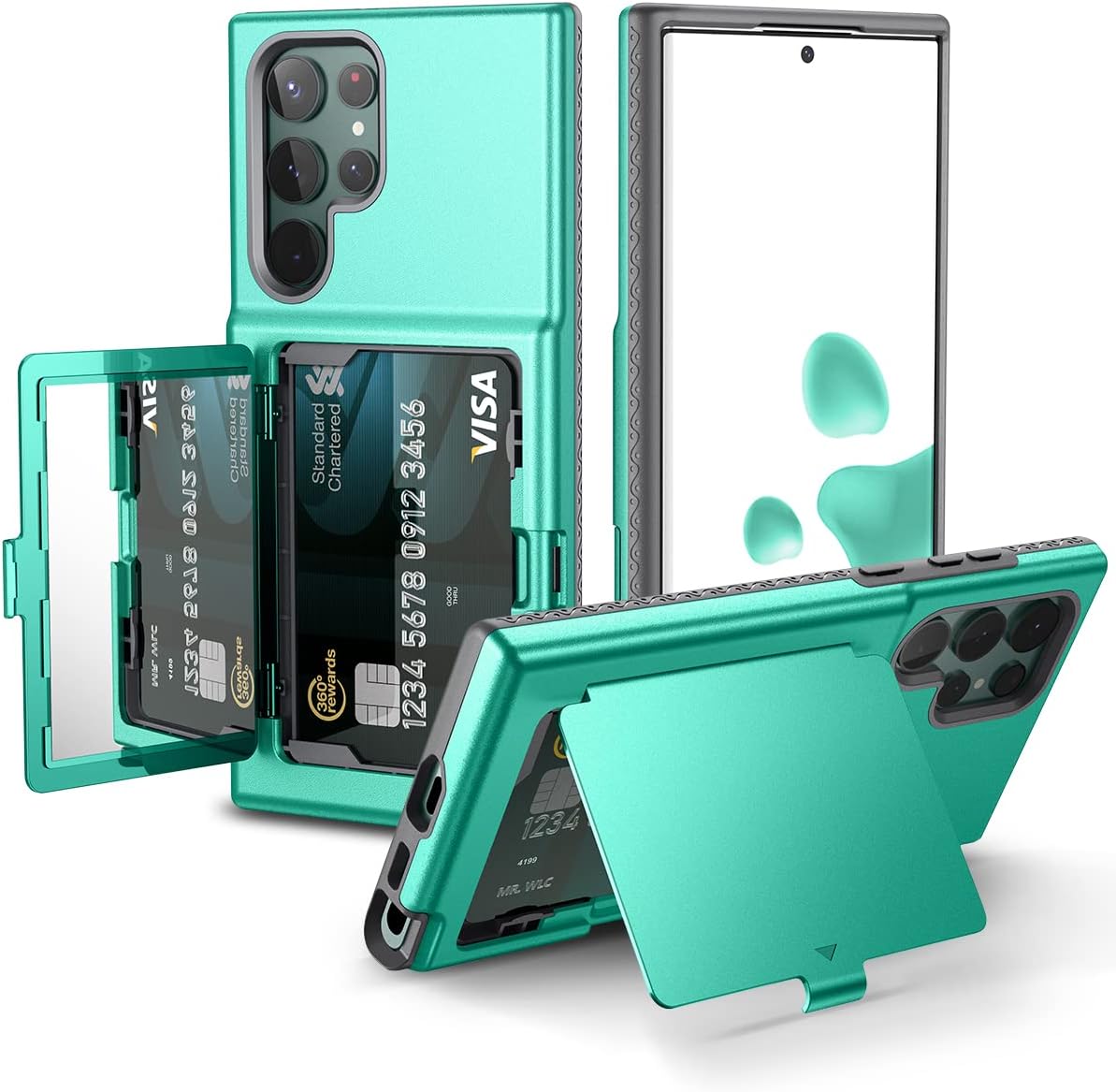 WeLoveCase Funda para Samsung Galaxy S22 Ultra con tarjetero y espejo oculto, protección completa a prueba de golpes, diseñada para Samsung Galaxy