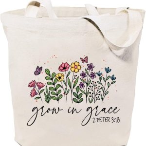 GXVUIS Grow In Grace – Bolsa de lona con diseño de flores silvestres para mujeres, reutilizable, ecológica, bolsas de compras para comestibles, GXVUIS Grow In Grace – Bolsa de lona con diseño de flores silvestres para mujeres, reutilizable, ecológica, bolsas de compras para comestibles,