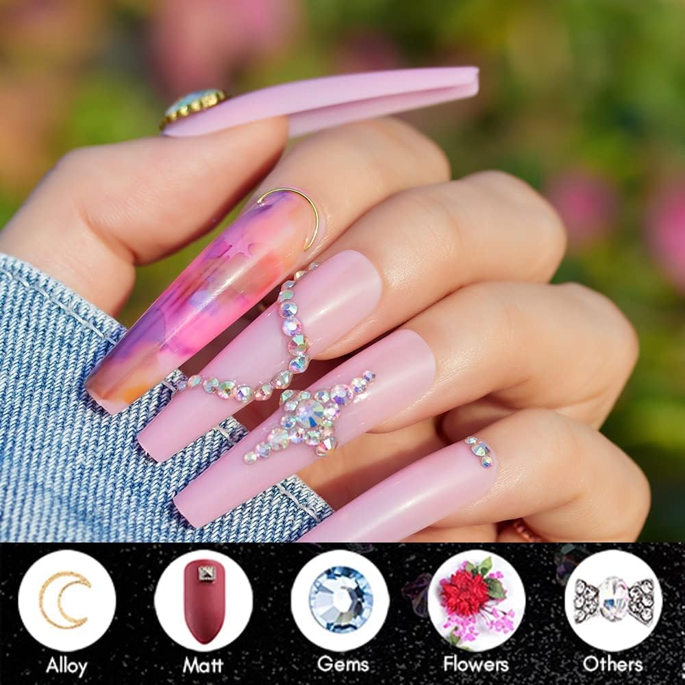 Makartt Juego de 2 piezas de gel de pegamento de diamantes de imitación para uñas con pincel, 1.4 onzas líquidas, gel transparente de pegamento para