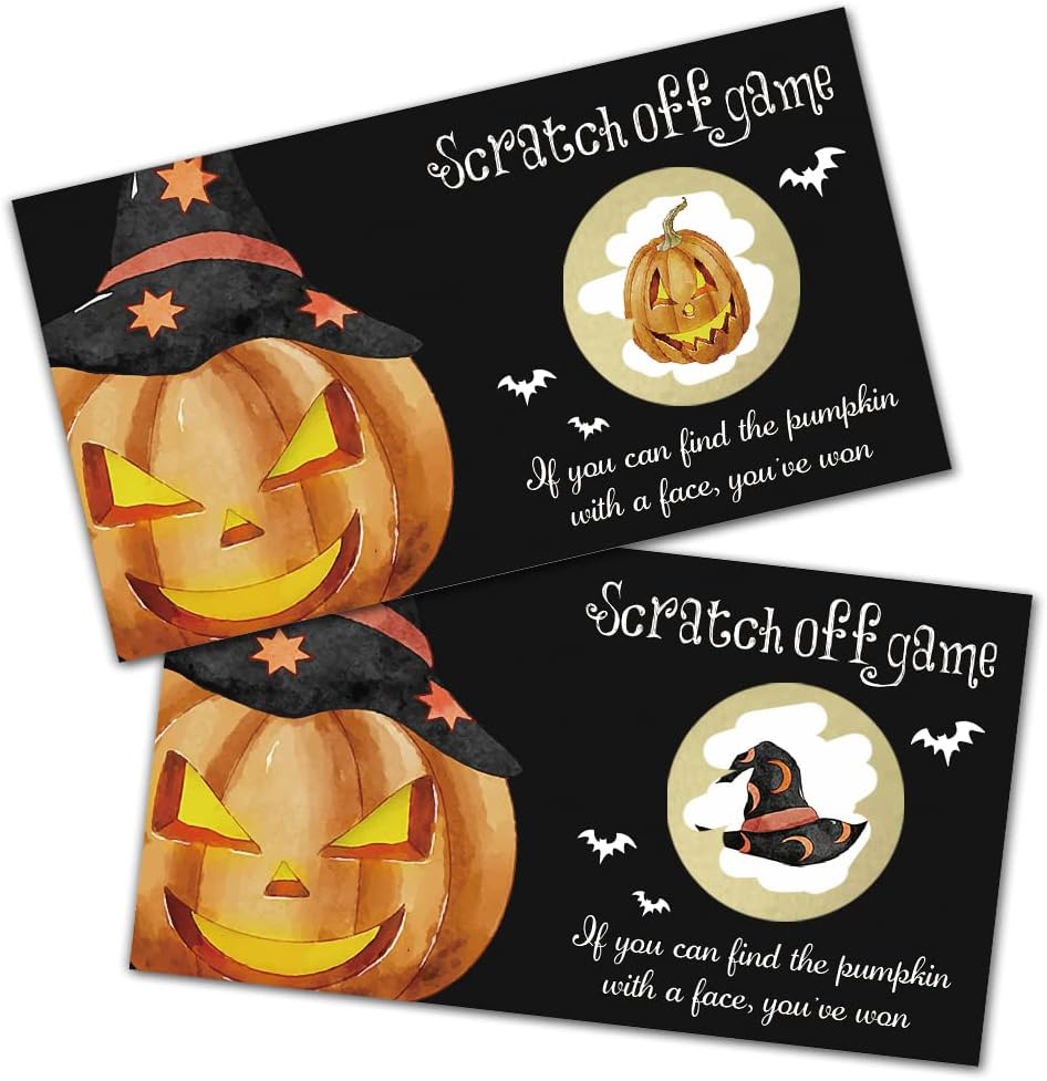 REWIDPARTY Juego de cartas para raspar para fiesta de calabaza (32 piezas) Actividad divertida de Halloween para grupos, niños y adultos, juegos de