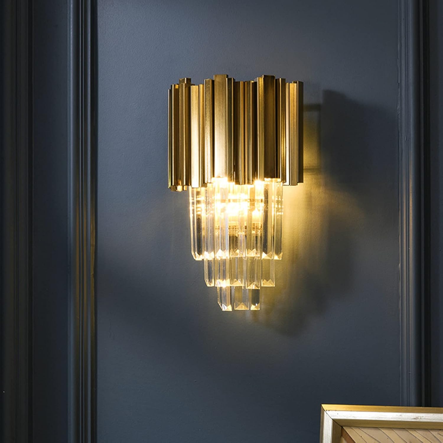 E12 Base dorada y apliques de pared de cristal de cristal, lámpara de pared de cristal moderna lámpara de pared de cristal dorado