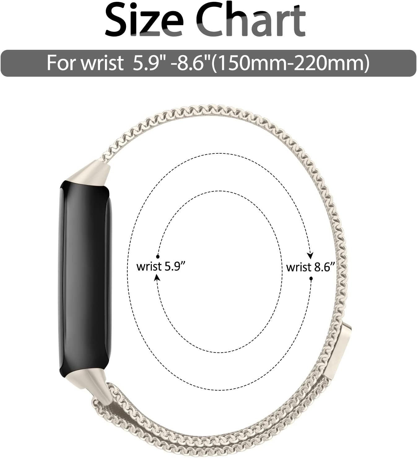 Correas de repuesto para Fitbit Inspire 3 para mujeres y hombres, correa de malla de metal de acero inoxidable, ajustable, correa magnética de