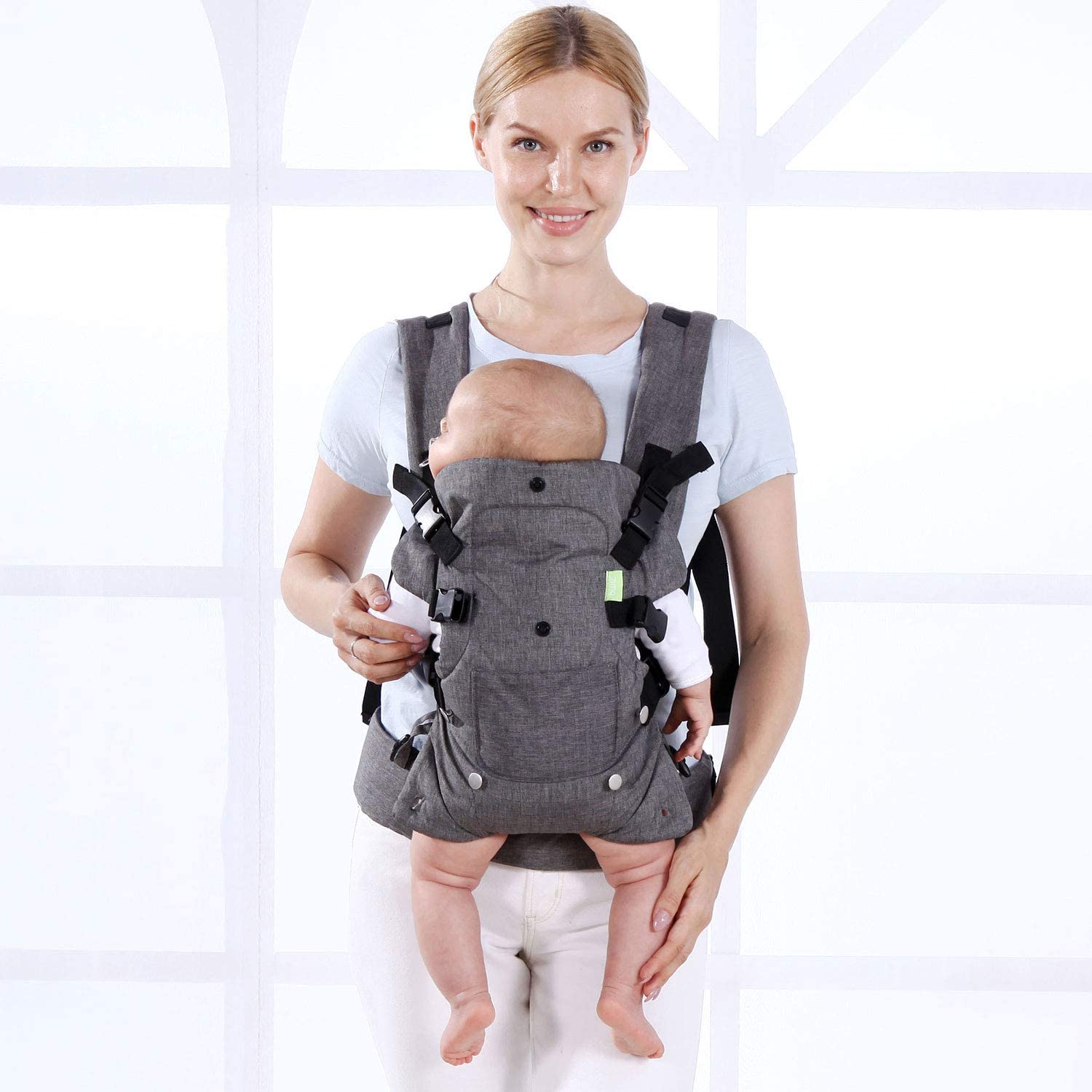 Portabebés para recién nacidos a niños pequeños, portabebés, acogedor portabebés ligero, ajustable, portabebés para bebés de 7 a 45 libras, para