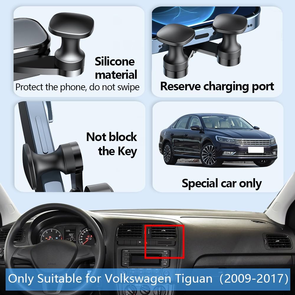 LUNQIN Soporte para teléfono de coche para 2009 2010 2011 2012 2013 2014 2015 2016 2017 Tiguan Auto Accesorios Decoración Interior Teléfono Móvil