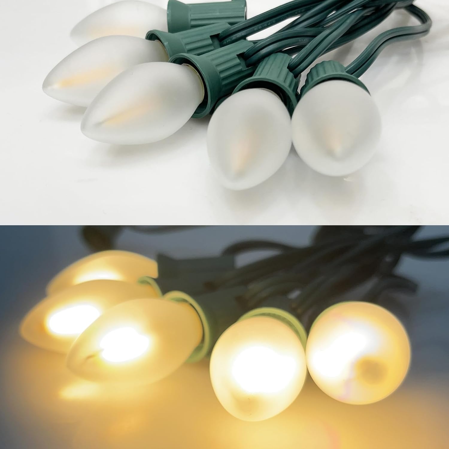 SUNSGNE Bombillas LED C7 de Navidad de 0.6 W, bombillas LED esmeriladas de repuesto para candelabros E12, bombilla pequeña para decoración interior