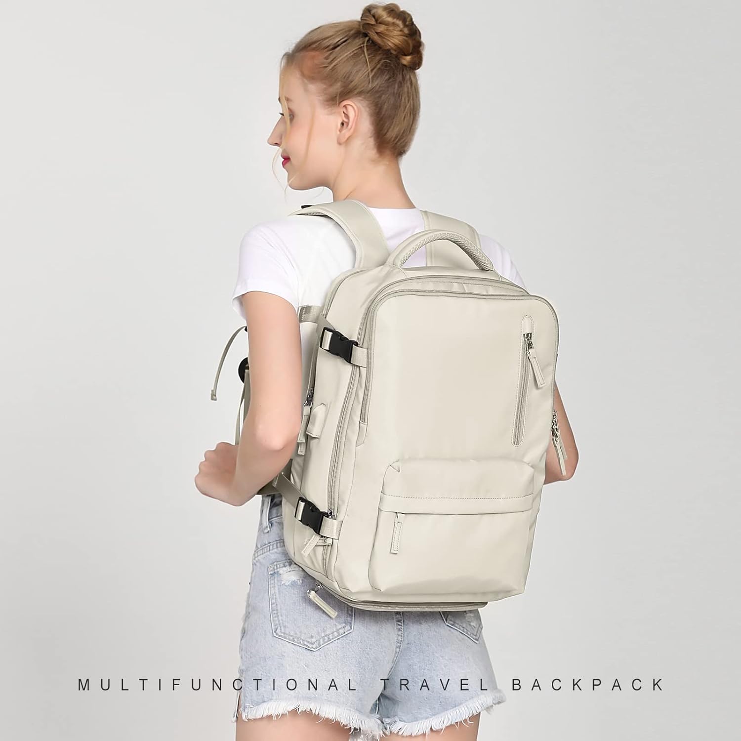 WONHOX Mochila de viaje grande para computadora portátil aprobada para el vuelo, mochila de negocios para mujeres y hombres Mochila de Viaje
