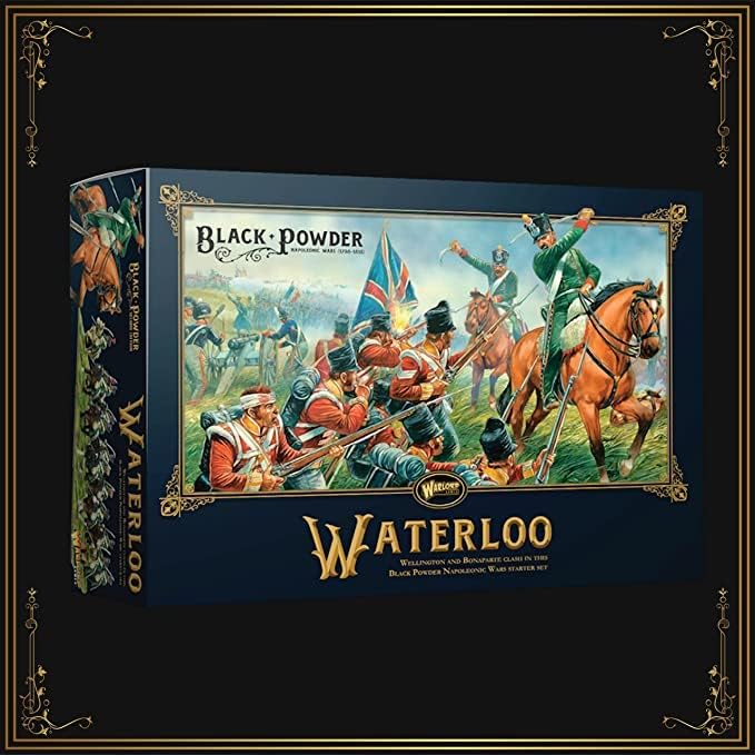 Wargames Delivered Waterloo – Juego de iniciación de miniaturas de 1.102 in de polvo negro de 1.102 in -122 de infantería, 12 caballería, 1 máquina