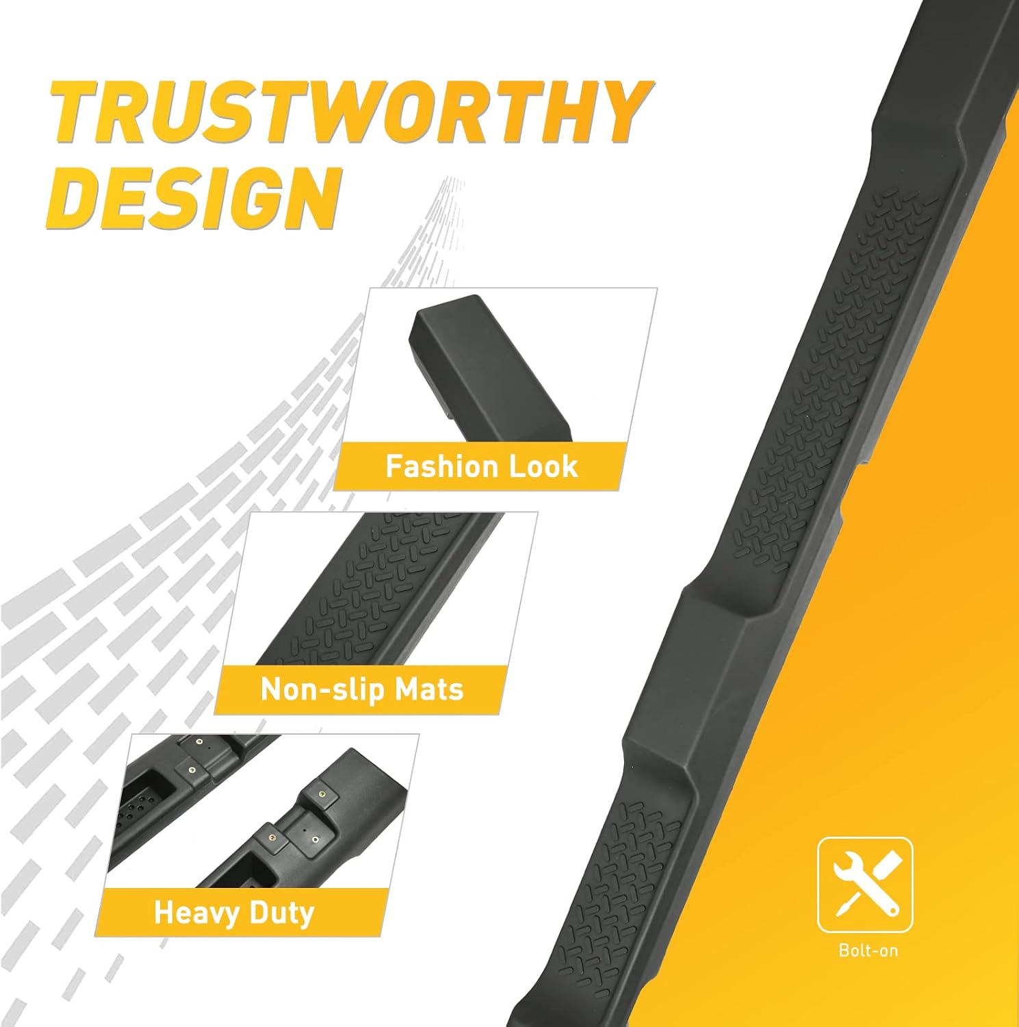 KKoneAuto Estribos compatibles con Wrangler JK Utility 2007-2018 de 4 puertas, 2 piezas deslizantes de roca, estilo OE, escalones laterales negros