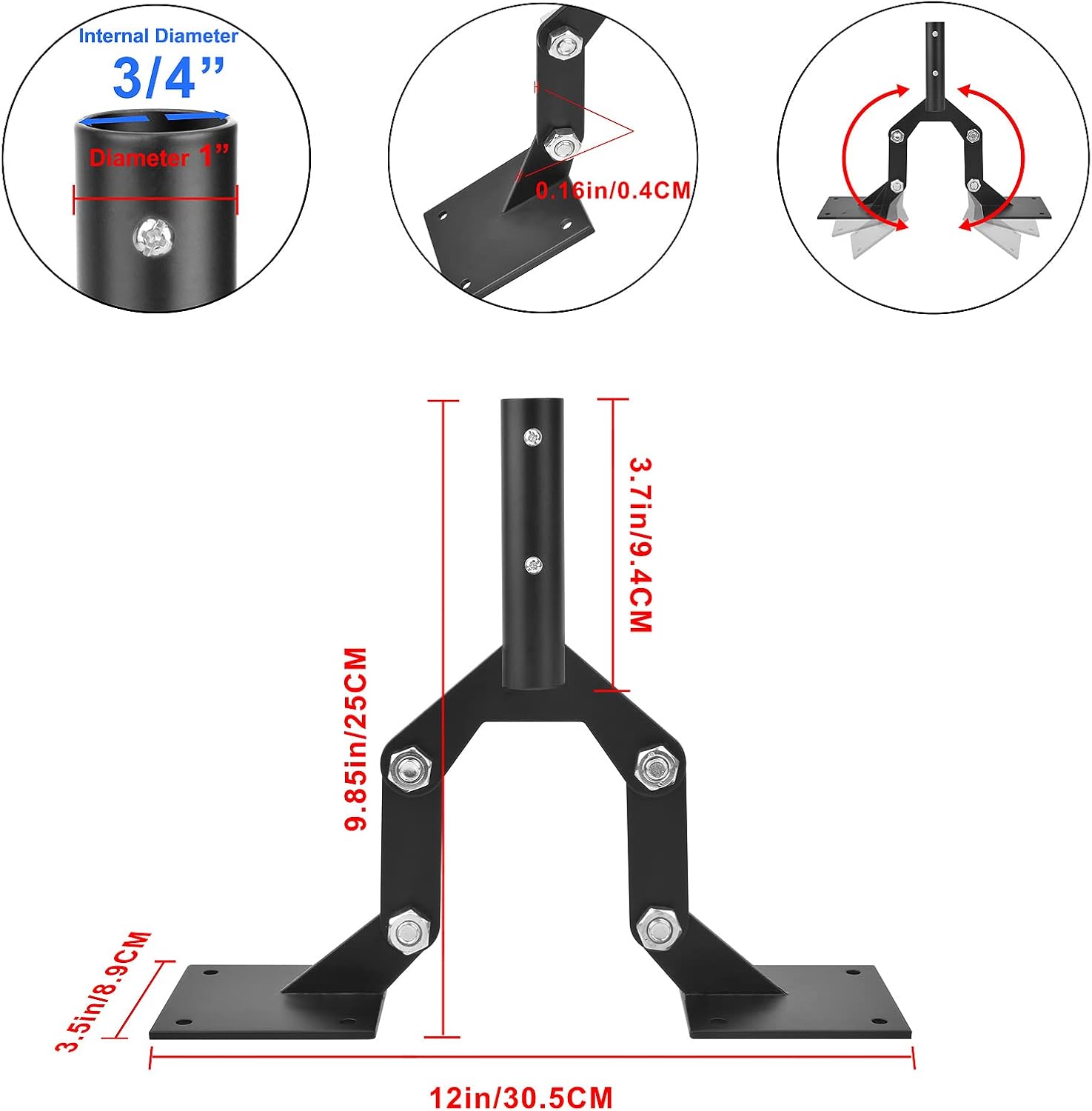 Weathervane – Soporte de techo de ventilación ajustable, montaje de paletas de acero para cúpula con soportes de montaje de extensión