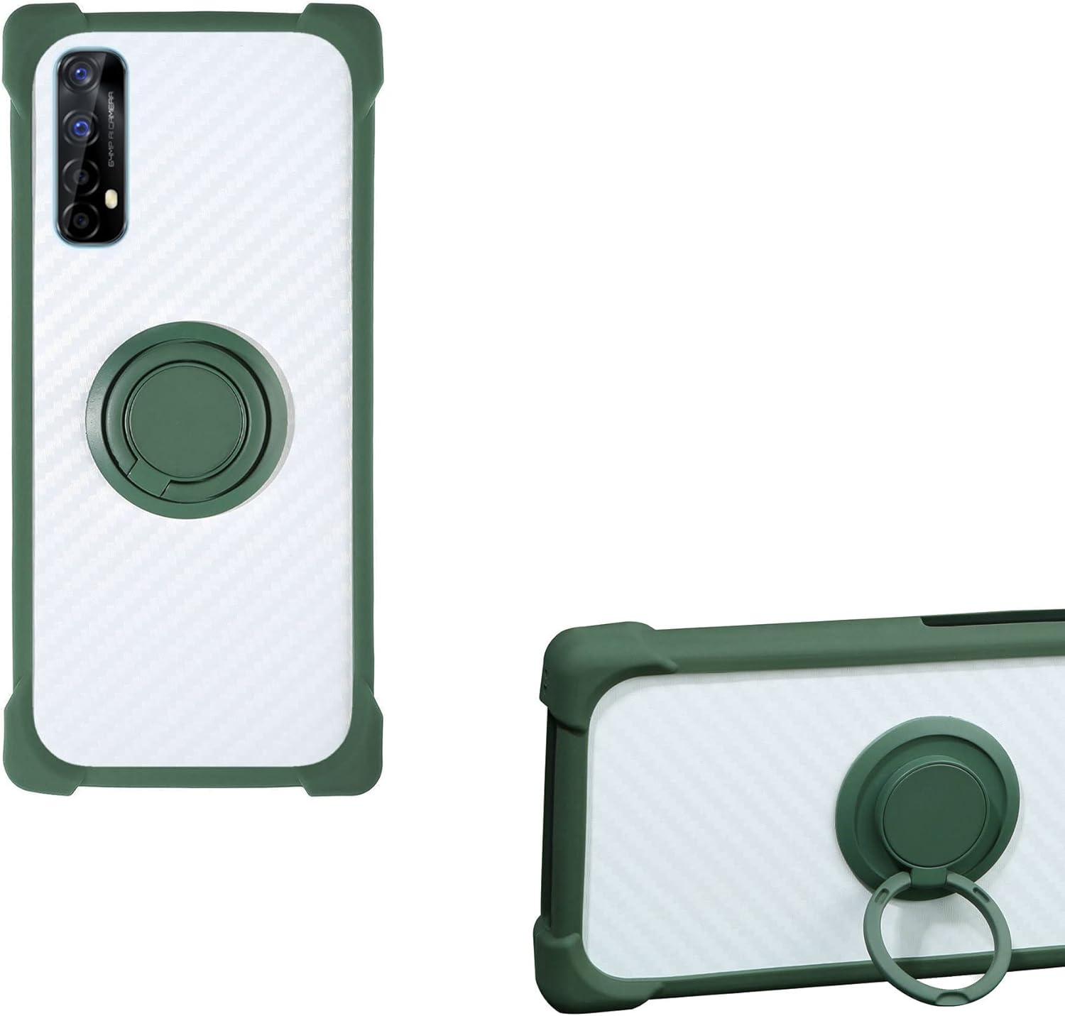 Funda para Realme 7 compatible con Realme 7, carcasa de PC + cubierta de silicona suave anillo de metal 360, soporte magnético para automóvil CSKB-LV