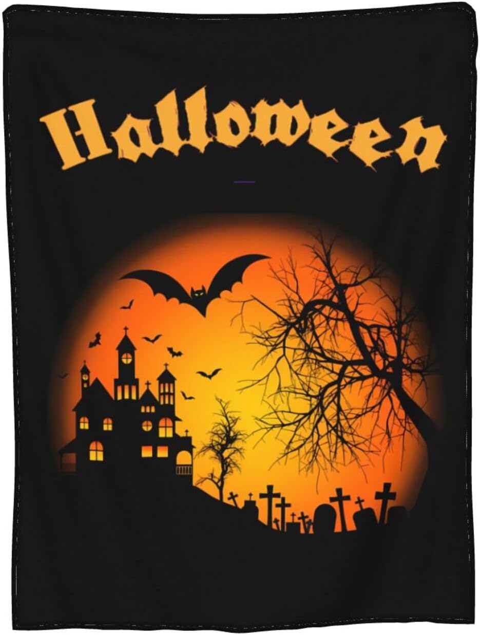 Manta de microforro polar ultrasuave para Halloween, ligera, mullida y cálida, manta de franela de Halloween para sofá, cama, sala de estar, 50 x 40