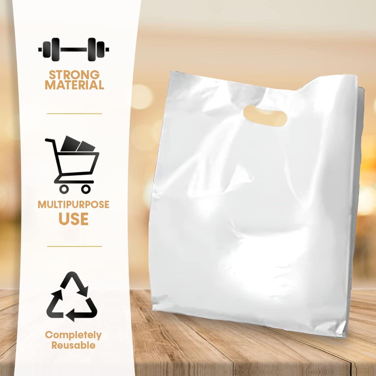 Bolsas de plástico blanco para tienda, diferentes tamaños de 9 x 12 pulgadas, 12 x 15 pulgadas, 15 x 18 pulgadas, paquetes de 100200500 bolsas de