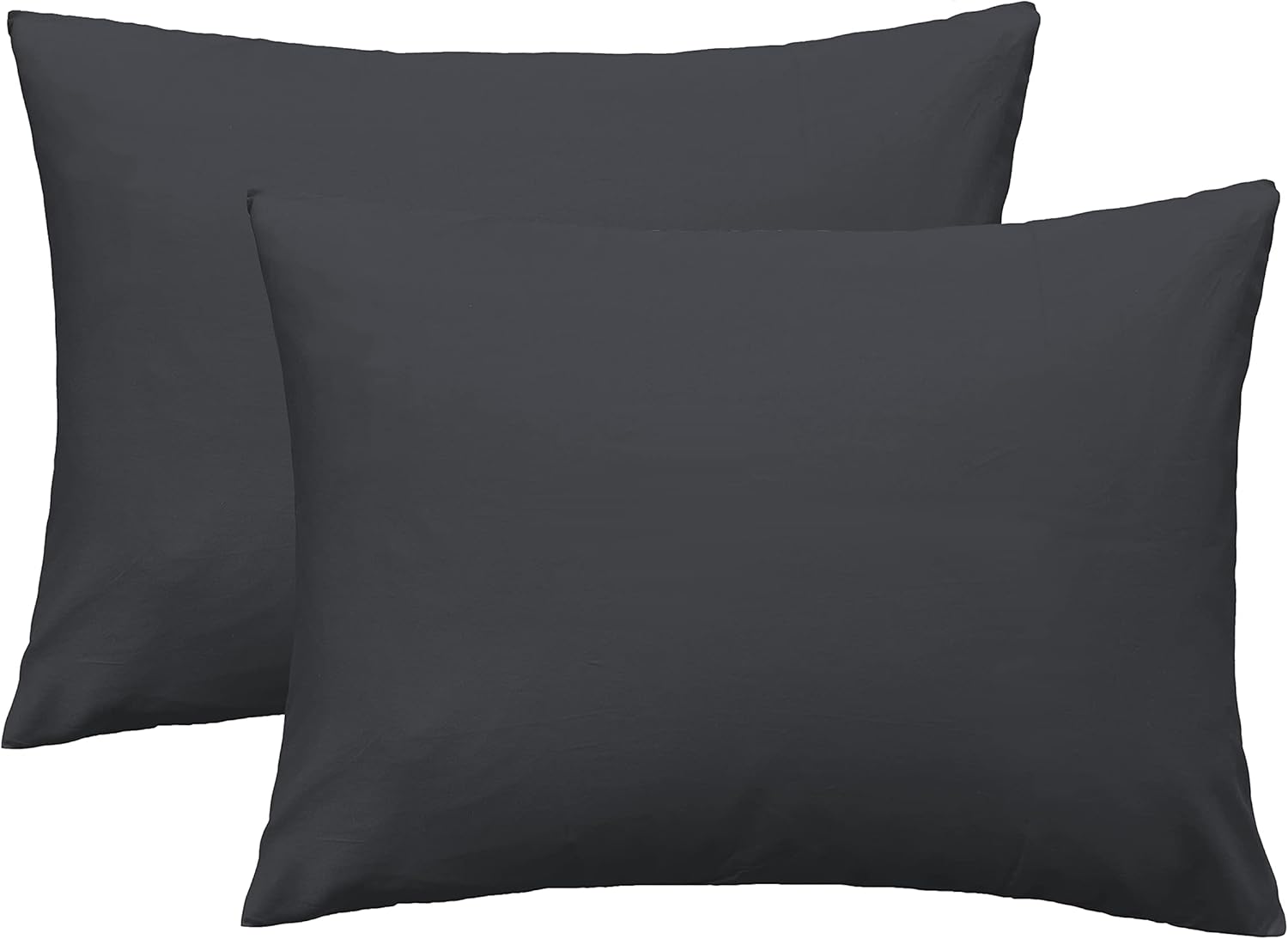 Funda de almohada suave 100% algodón egipcio con cremallera, acogedora y ligera, juego de 2, gris oscuro, tamaño King, 20 x 36 pulgadas