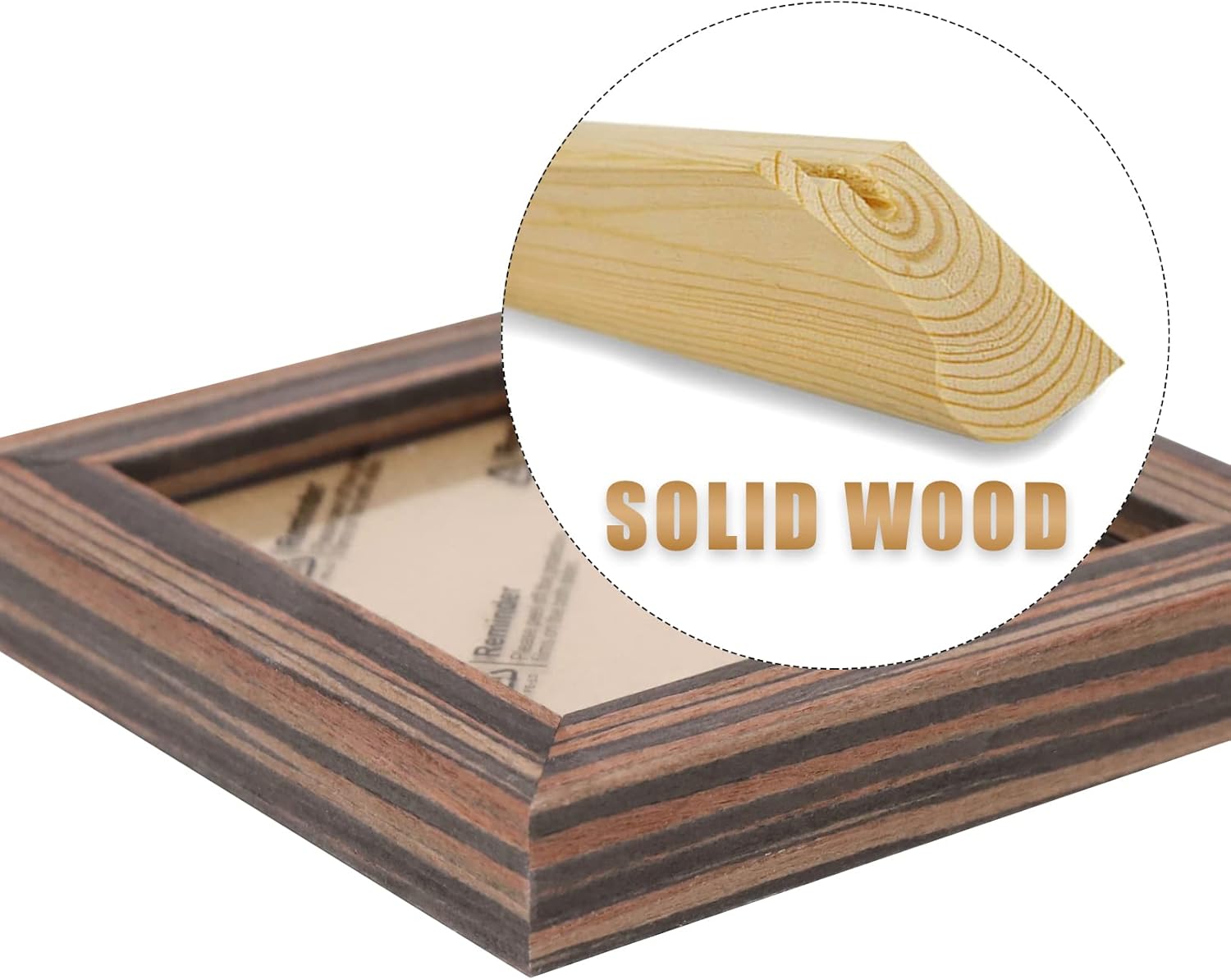 Marcos de fotos de grano de madera de ébano de 5 x 5 pulgadas, cuadrados, clásicos, de madera natural, paquete de 6 unidades para montaje en pared y