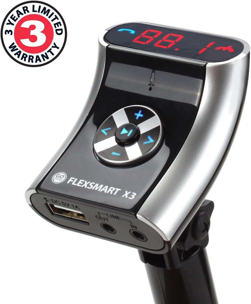 GOgroove FlexSMART X3 transmisor FM por bluetooth con manos libres, Plateado