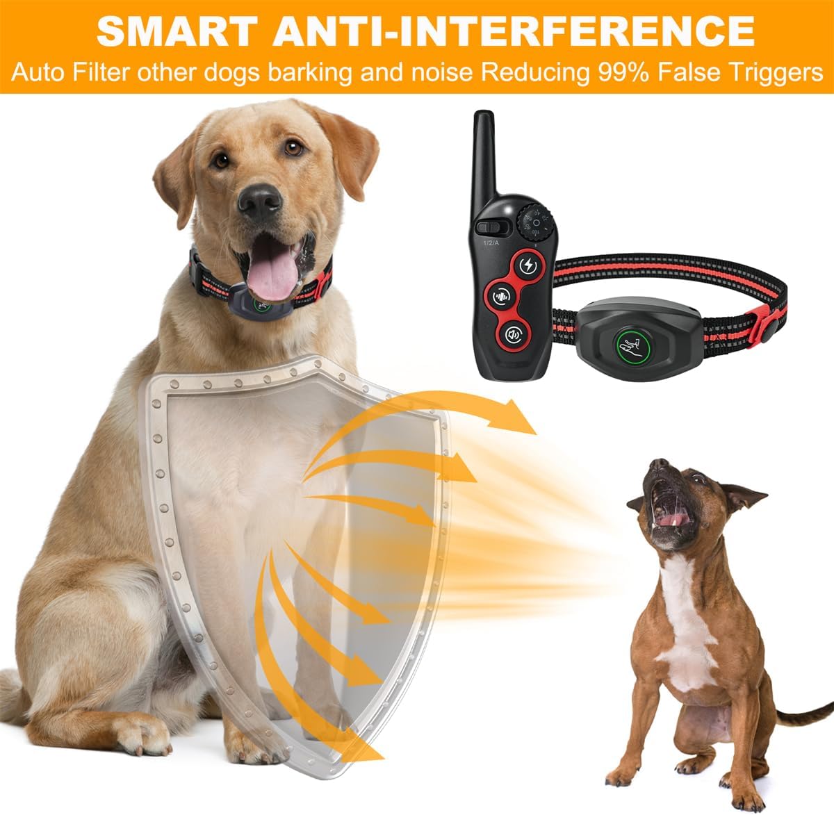 Collar antiladridos 2 en 1 con alcance remoto de 1300 pies, collar de entrenamiento para perros, collares de choque impermeables, 3 modos de