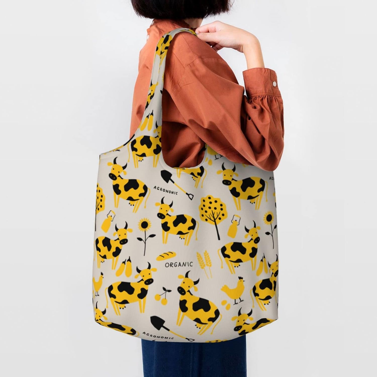 Bolsas de comestibles reutilizables, 50 libras plegables y duraderas bolsas de compras con asas grandes y lavables