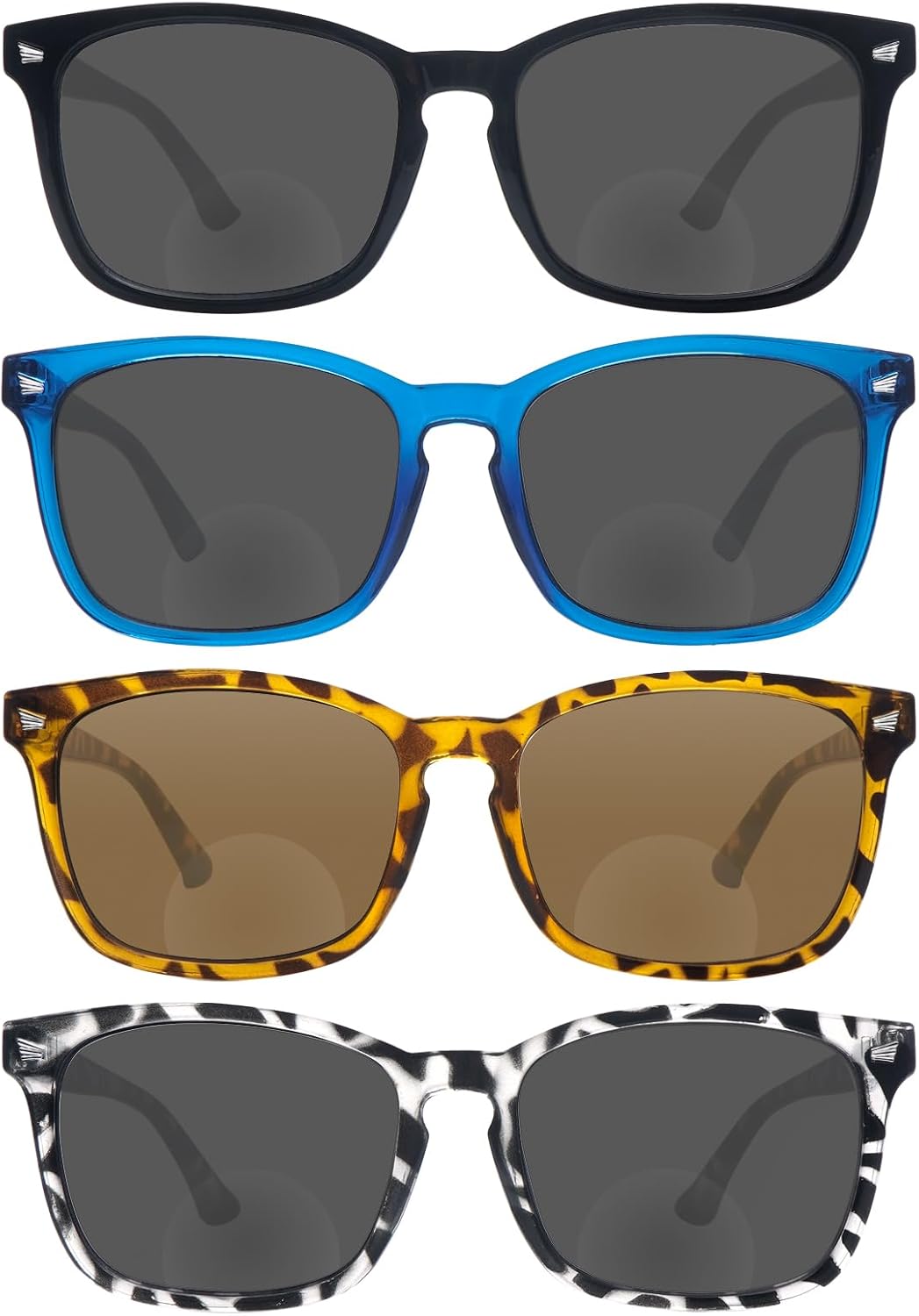 SIGVAN Paquete de 4 lentes de sol de lectura para mujeres y hombres, protección UV 400, bisagra de resorte, lentes de sol para lector al aire libre,