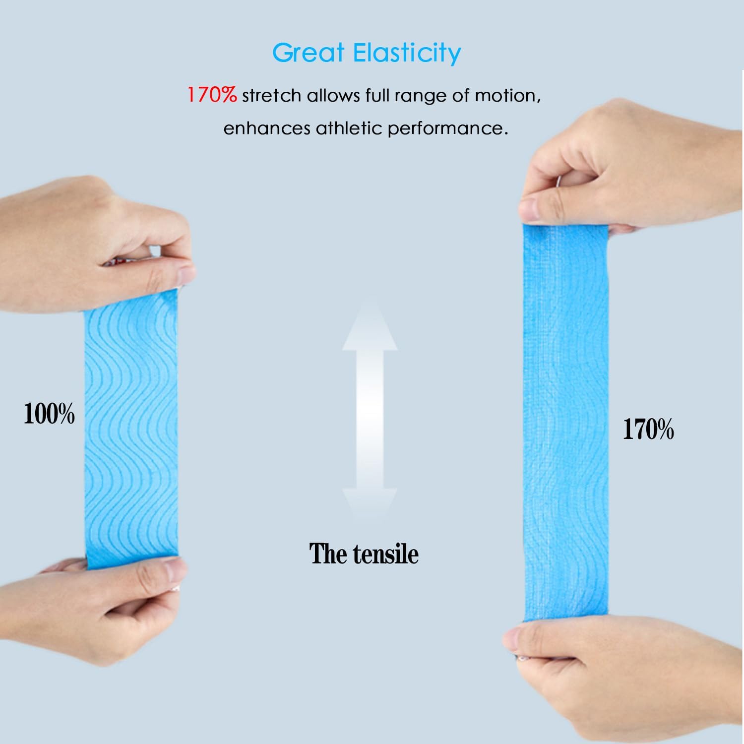Cinta de kinesiología precortada, 40 tiras  Cinta atlética elástica profesional, cinta K impermeable de algodón transpirable para apoyo de