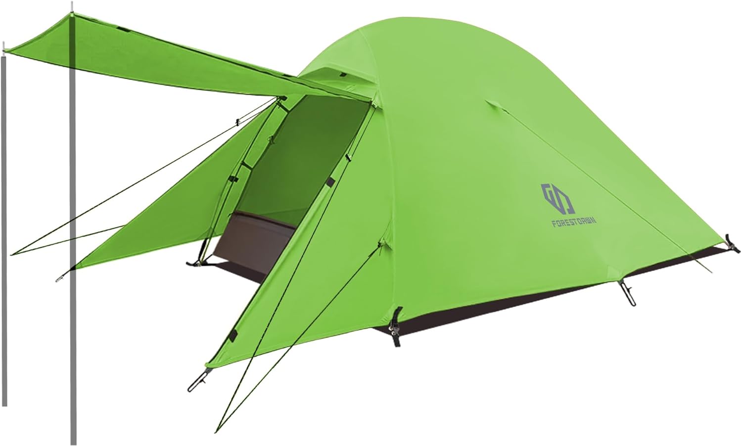 2 Person Camping Tent with 3 Aluminum Alloy Poles, 4 or 3 Season Waterproof Tent, Double Layer,Easy Setup, 2 Doors for Outdoor