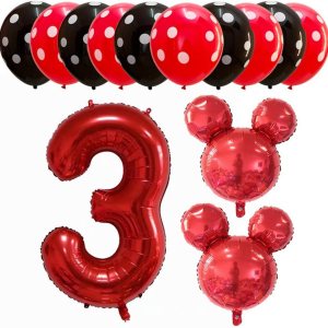 Hongkai Red Mouse – Juego de globos de aluminio para decoración de tercer cumpleaños de niña de 32 pulgadas, globos rojos de Mylar número 3 para Hongkai Red Mouse – Juego de globos de aluminio para decoración de tercer cumpleaños de niña de 32 pulgadas, globos rojos de Mylar número 3 para