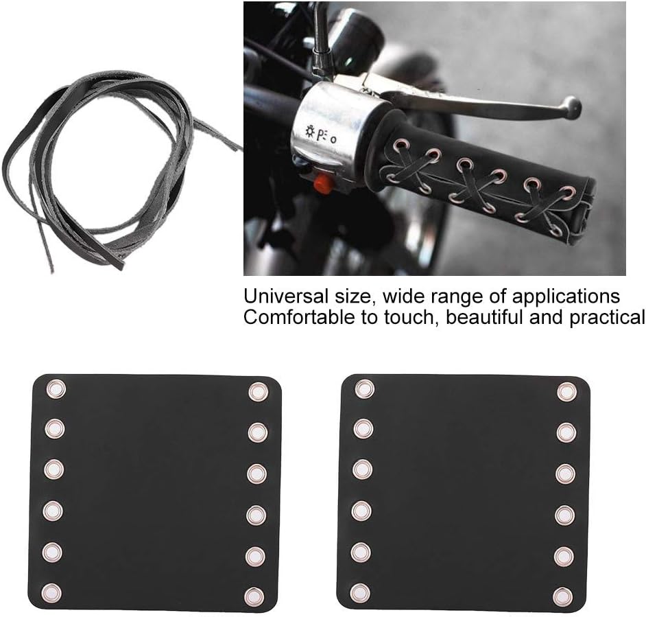 Agarres de manillar de motocicleta con cuero, cubiertas de agarre de mano Accesorios de modificación de motocicleta (negro)