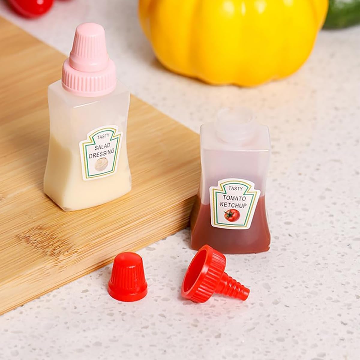 8 botellas exprimibles de salsa de tomate de 0.85 onzas  0.8 fl oz de miel y mostaza, aderezo de ensalada, salsa de soja, contenedor de salsa de