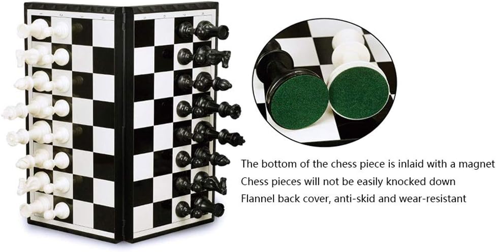 YBYB – Juego de ajedrez plegable de plástico magnético, piezas de ajedrez en blanco y negro, tablero de ajedrez plegable, juego de ajedrez de lujo,