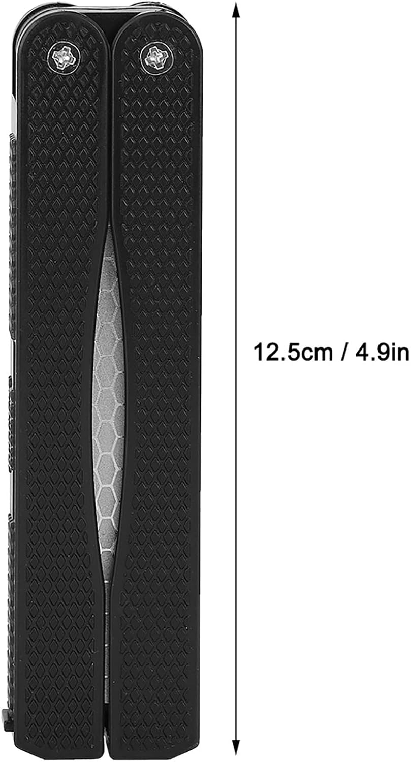Fydun Double Sided Knife Sharpener Portable Folding Portable Slip Knife Sharpener for Men and Women (Black)