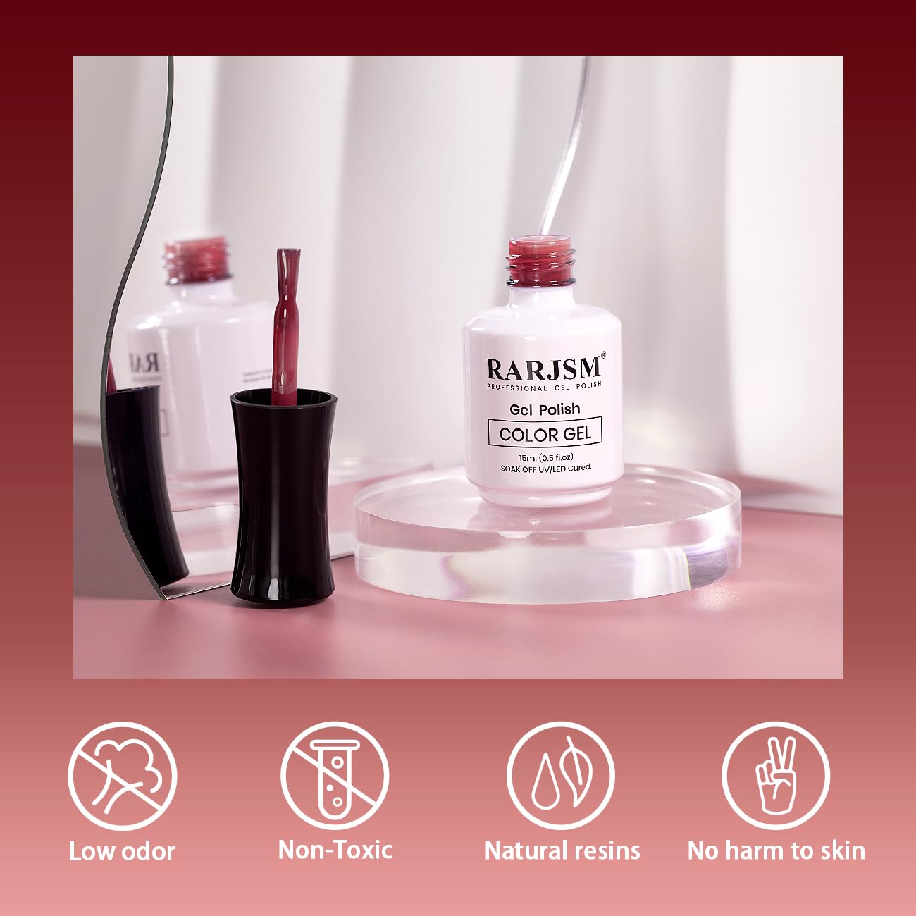 RARJSM Esmalte de uñas de gel que cambia de color, color rojo burdeos a rosa nude, 0.5 onzas líquidas, esmalte de uñas en gel que cambia el estado