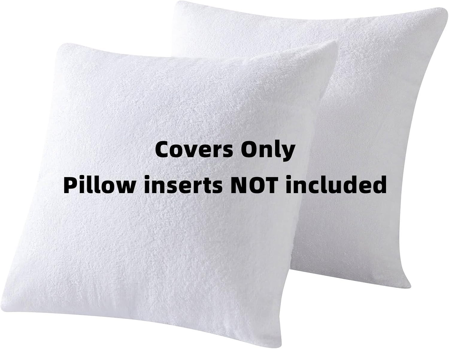 Protectores de almohada impermeables a prueba de plumas con cremallera de 16 x 16 pulgadas, paquete de 2 fundas de almohada cuadradas de rizo de