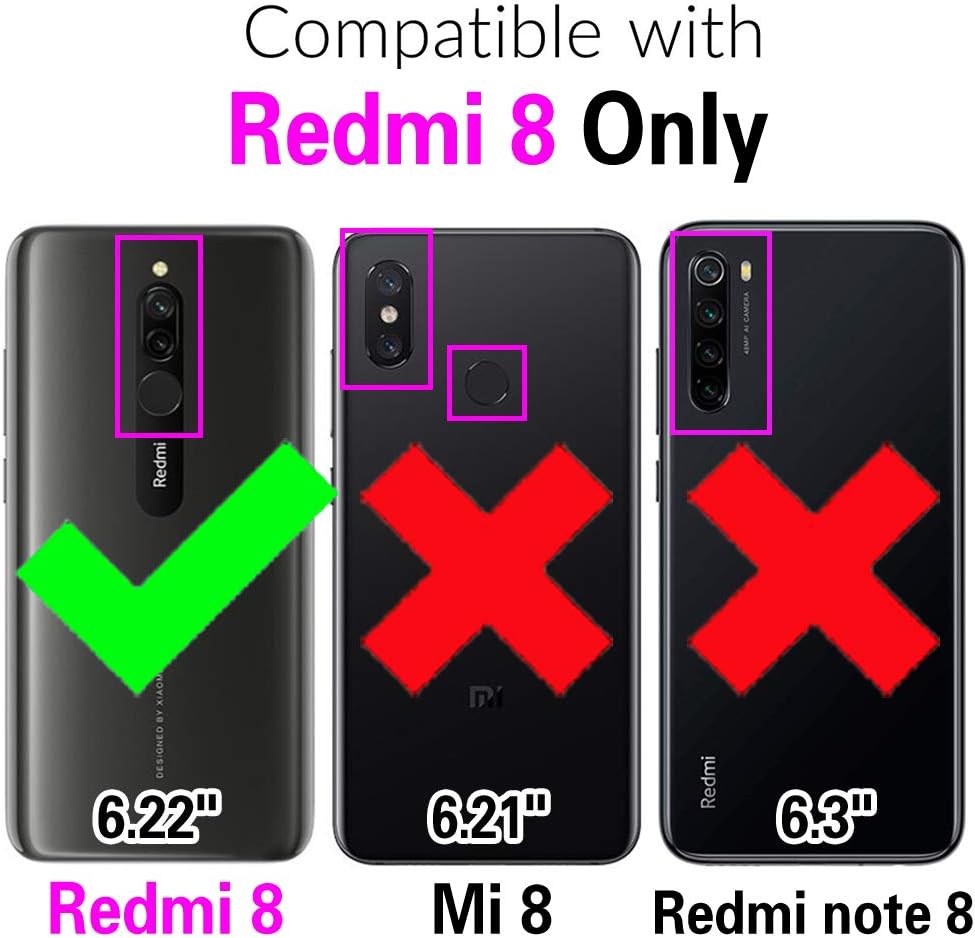 Asuwish Funda de teléfono para Xiaomi Redmi 8A Redme 8 con protector de pantalla de vidrio templado y soporte de anillo delgado híbrido protector